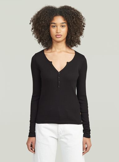 Deep V Henley Slim Top